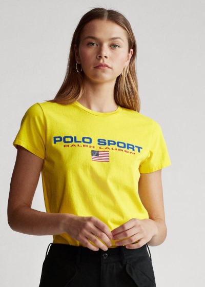 Playeras Polo Ralph Lauren Mujer Amarillos - Polo Sport Crewneck - OXENC4107